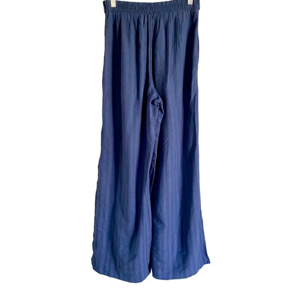 Roxy Blue Split Wide Leg Pants Elastic Waistband Belt Pockets Women's Small NEW - Picture 4 of 7